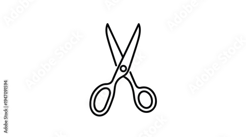 Simple Line Art Illustration of Open Scissors.