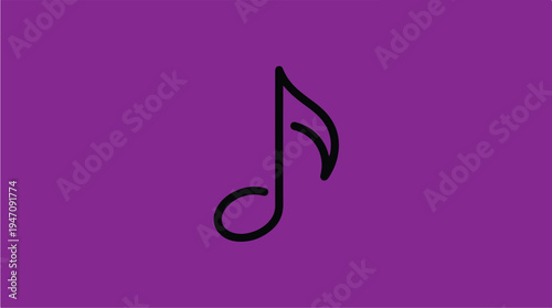 Simple Musical Note Icon on Purple Background.