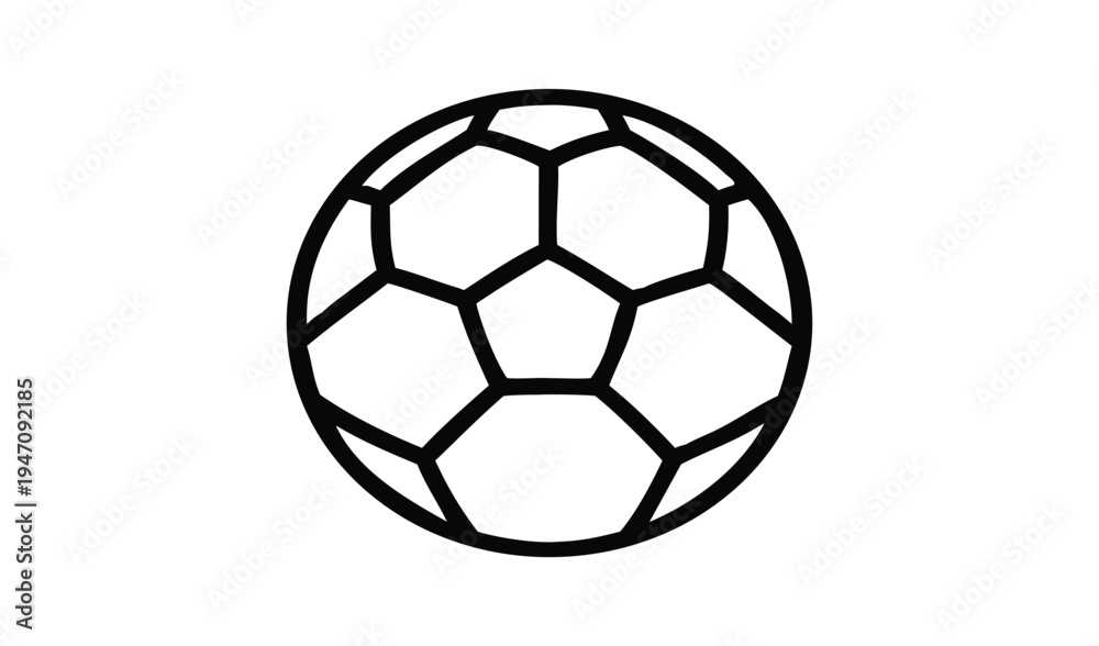 Naklejka premium Simple outline drawing of a soccer ball on a white background