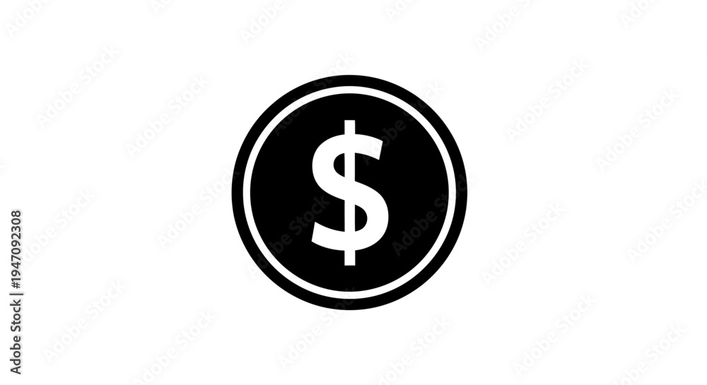 Fototapeta premium Flat design dollar currency symbol icon on white background