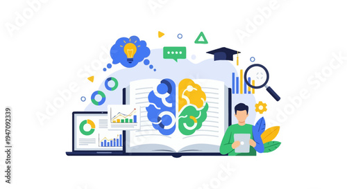 Brain Hemisphere Learning Concept: Data Analysis, Research, and Critical Thinking for Education and Knowledge Acquisition