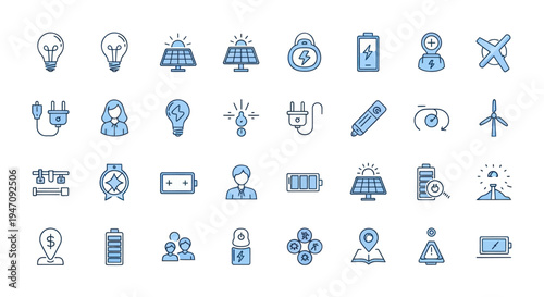 Energy icons sustainable power and technology