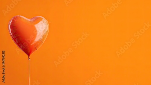 A Single Orange Heart Balloon Floats Against a Vibrant Orange Background.