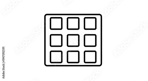 Grid app launcher menu icon outline on white