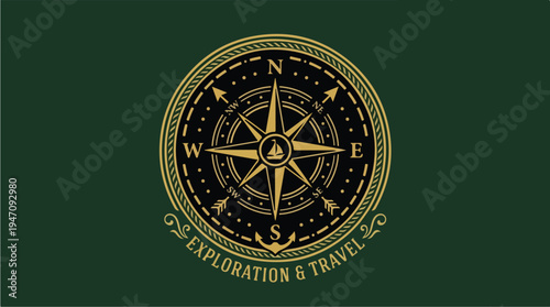 Vintage Compass Rose for Exploration and Travel.