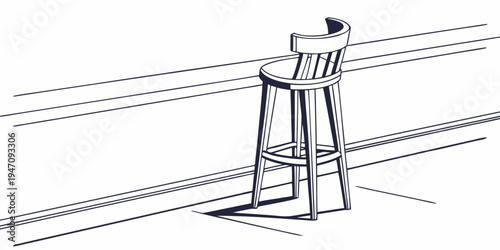 A vintage wooden stool with a curved seat and backrest