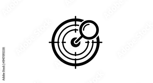 Magnifying glass examining a target or bullseye icon