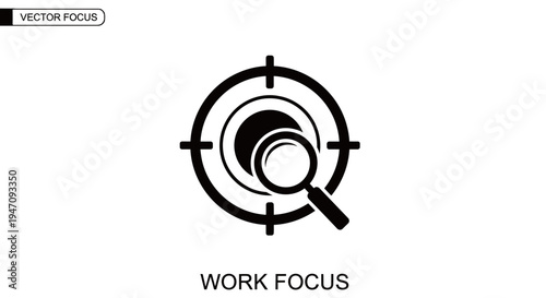 Magnifying glass focusing on target icon for work.