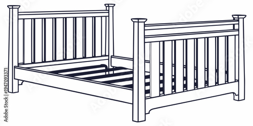 A modern white wooden bed frame with a sturdy headboard and footboard.