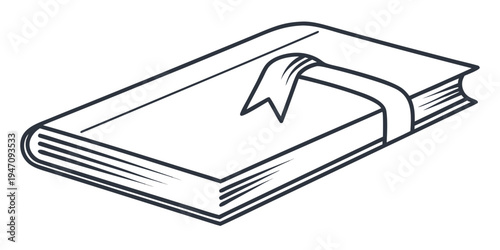 An open book with a ribbon bookmark placed on a flat surface