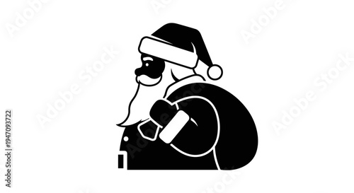 Santa Claus vector illustration, a classic Christmas icon carrying a sack of gifts, perfect for festive and holiday designs