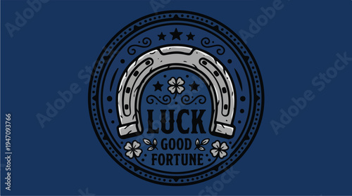 Vintage Horseshoe Emblem Symbolizing Luck and Good Fortune.