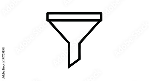 Minimalist black outline funnel icon for data and sales