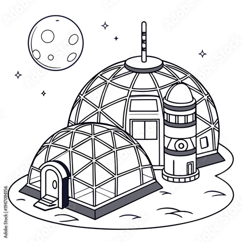 A futuristic space station on a distant planet