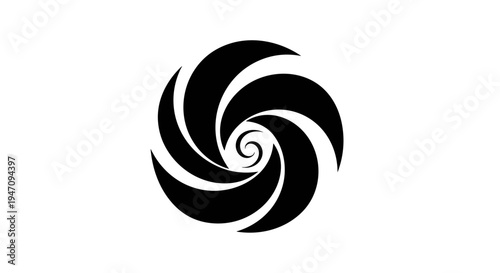 Abstract black spiral vortex vector graphic with elegant swirling lines, symbolizing motion, energy, and dynamic flow, ideal for modern design projects and branding initiatives