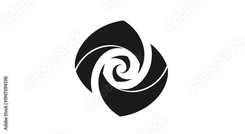 Abstract, elegant swirling vortex symbol vector illustration. Dynamic graphic design element embodying infinite motion, creative energy, and artistic harmony, presenting a minimalist aesthetic