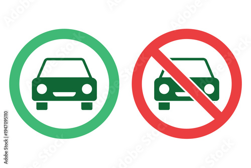 Car Permission Signs – Yes/No Vector Symbols