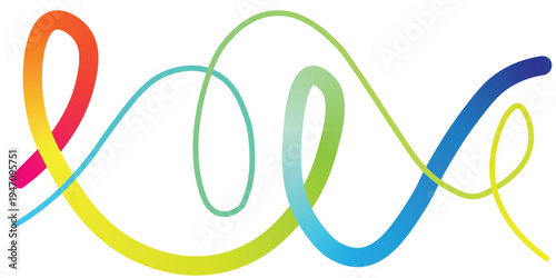 Abstract Color Lines Pattern. Vector Rainbow Gradient Ribbons.3D Curve Vector Rainbow Squiggle Ribbons. Wave Shape Graphic Elements.