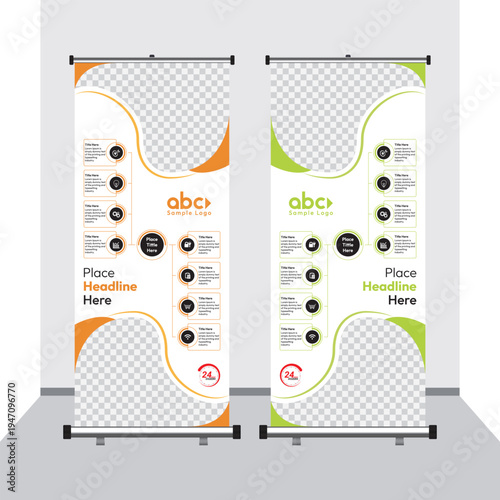 Corporate branding roll up banner template for exhibitions and conferences