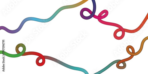 Colorful abstract wavy lines and loops on white background