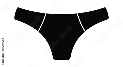 A minimalist depiction of a black bikini bottom showcasing its simple form and design silhouette high quality professional