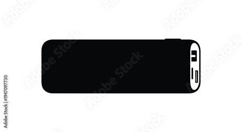 A stark black silhouette of a rectangular lighter with a visible ignition button and fuel level window silhouette