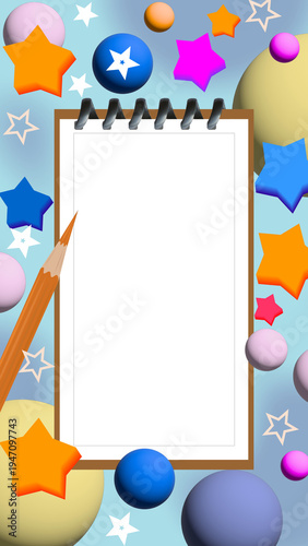 Frame in the form of a notebook page