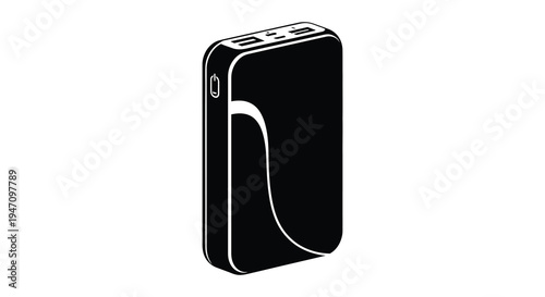 A sleek black external hard drive is prominently displayed against a white background a striking silhouette high quality