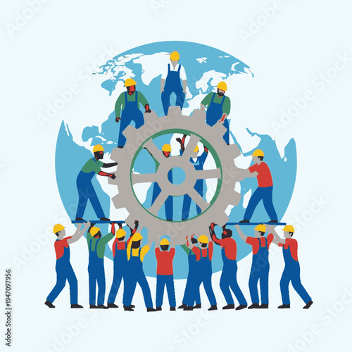 Global teamwork and industrial collaboration concept.
