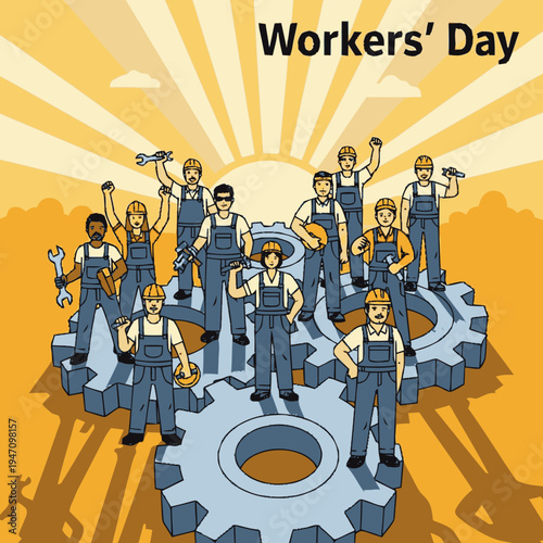 Workers' Day celebration with laborers.