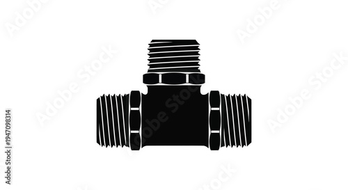 A stark black silhouette of a three way pipe fitting showcasing industrial design and connectivity silhouette high quality