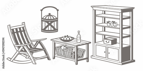 A cozy living room with wooden furniture and a comfortable chair