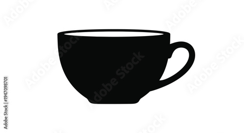 Simple black cup illustration against a white background silhouette