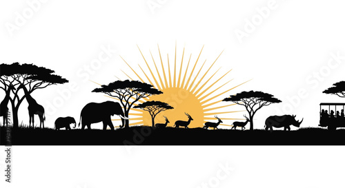 African savanna wildlife at sunset a striking black silhouette