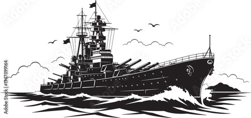 Warship in Turbulent Waters