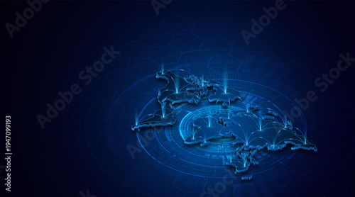 Global connection network background. World map. Internet technology concept or global communication.