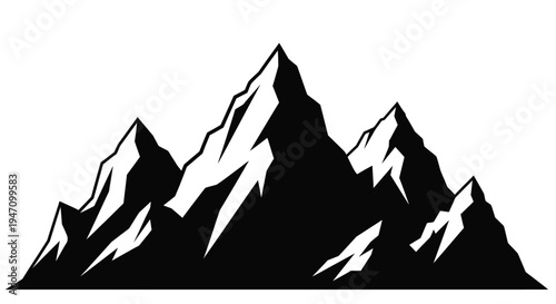 Dramatic mountain range design with a bold black silhouette