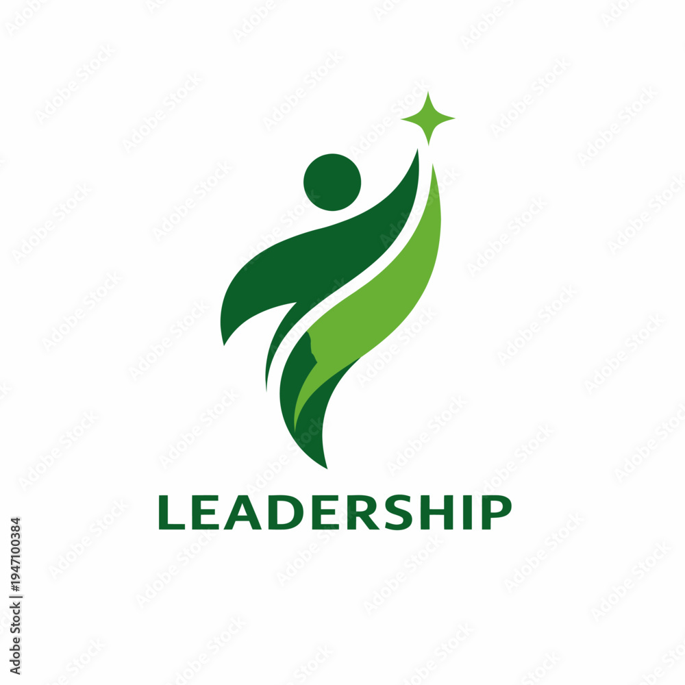 Fototapeta premium Leadership logo with green gradient and star
