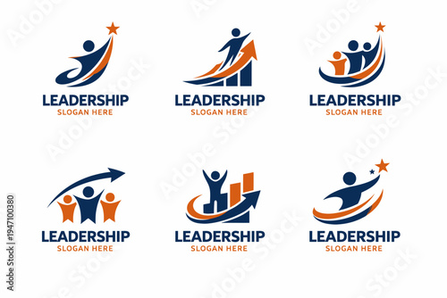 Leadership development and growth concept logos
