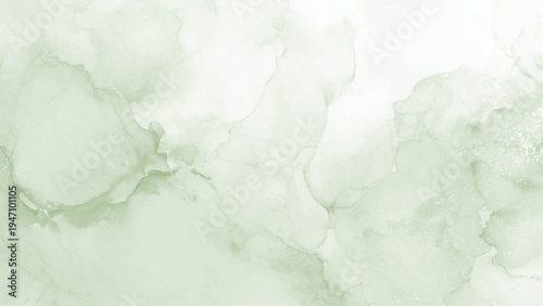 Green watercolor texture background with soft white hues and abstract shapes