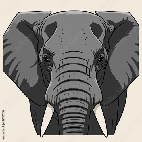 Close up portrait of an elephant head with detail