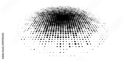 Abstract dotted vector background. Halftone effect. Circle dotted background or icon. Spiral with perspective.