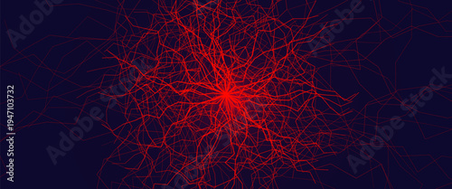 Blood Vessel Vein Wireframe Background, Micro Vascular Veins Lines Structure, Cardio Surgery Medicine Concept. Medical Endovascular Neurovascular Science Therapy Graphic. Vector Illustration.