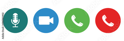 Mobile Video Call Icons – Interactive Interface Vector Symbols
