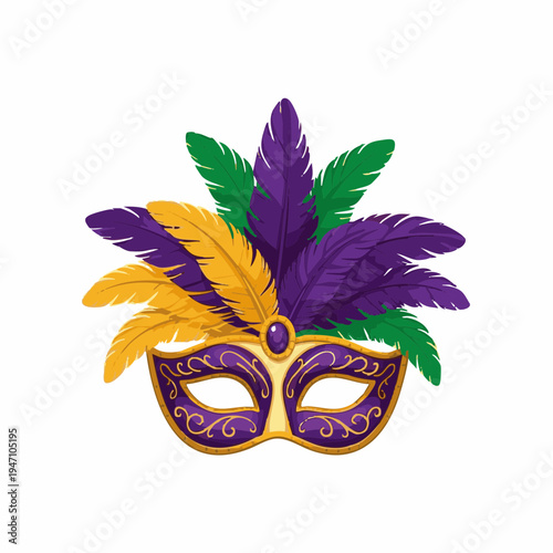 Mardi Gras Masquerade Feather Mask