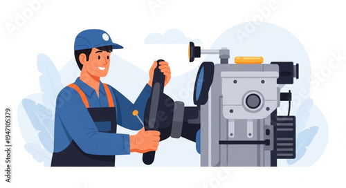 Mechanic working on machinery.