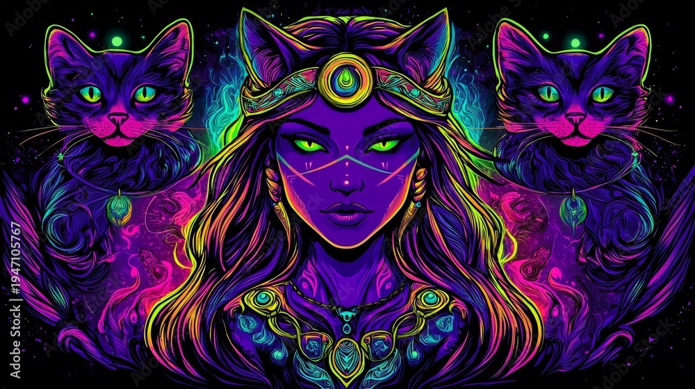 Fototapeta premium Freyja, sister of Freyr, embodies the duality of battle and death.