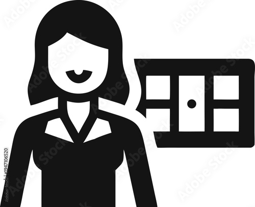 Smiling female person presenting a calendar or scheduler showing upcoming appointments