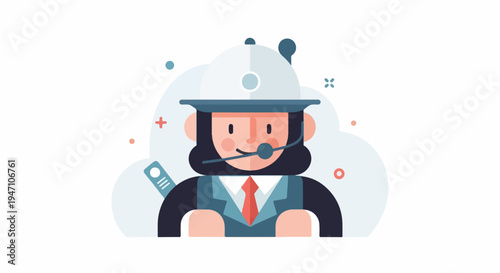 A stylized illustration of a customer service representative wearing a headset