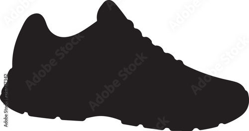Black Sneaker Silhouette Icon Isolated on White Background